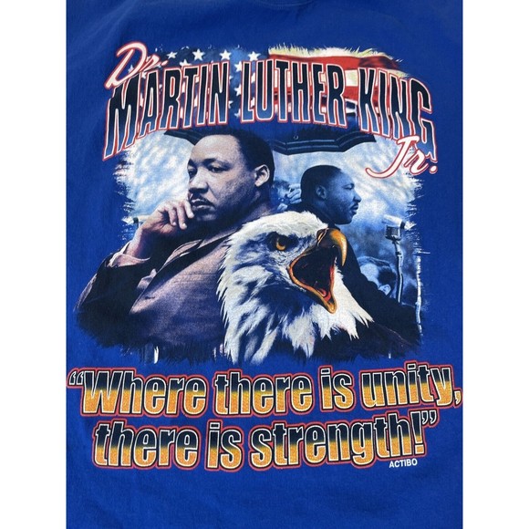 Martin Luther King Jr. T-Shirt L Double Sided Tee Vintage Blue Tee Graphic - Picture 2 of 7